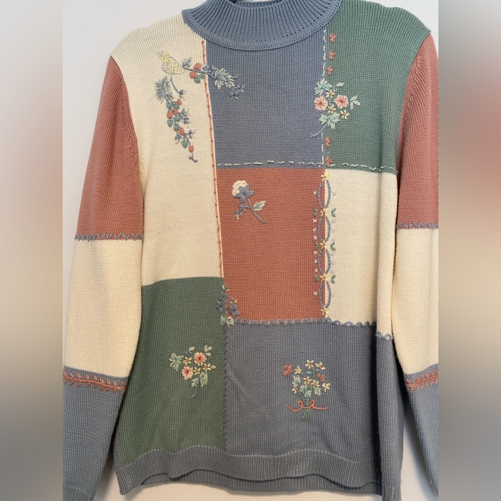 Alfred Dunner Multicolor Patchwork Sweater - image 4